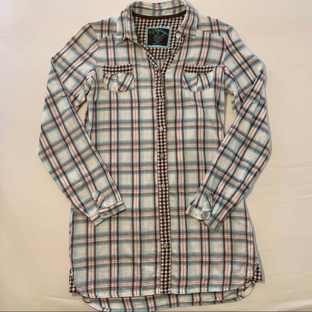 P.J. Salvage Plaid Button Down Nightshirt